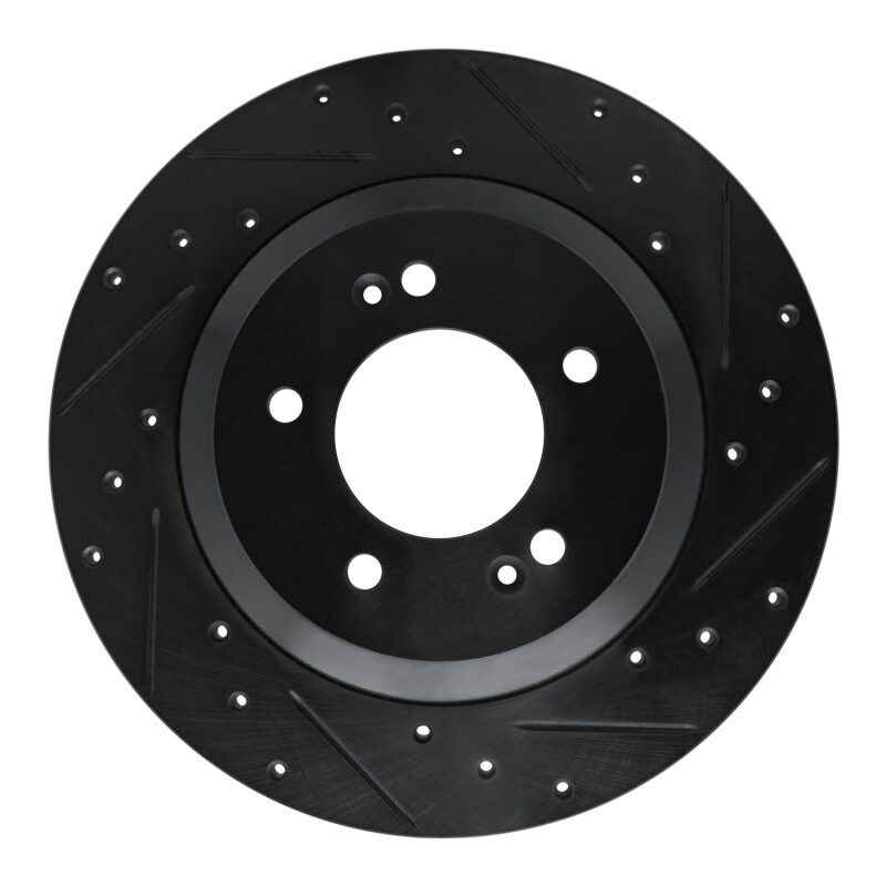 Hyundai Veloster N Brake Rotor (1) - Rear Right - R1 Concepts - Drilled & Slotted - Black - 2022+ Hyundai Veloster N Brake Rotor (1) - Rear Right - R1 Concepts - Drilled & Slotted - Black - 2022+